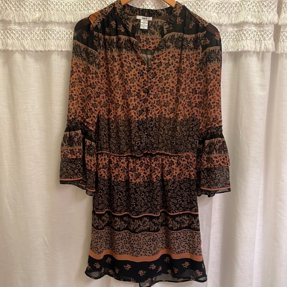 BAR lll neutral dress sz small floral brown black‎